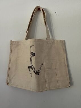 Canvas Tote Bag with Dancer Print - Natural